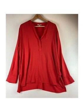 Lord & Taylor Women's Red Tunic Blouse Size 2X
